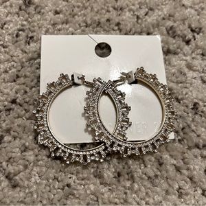Gold & diamond rhinestone hoop earrings